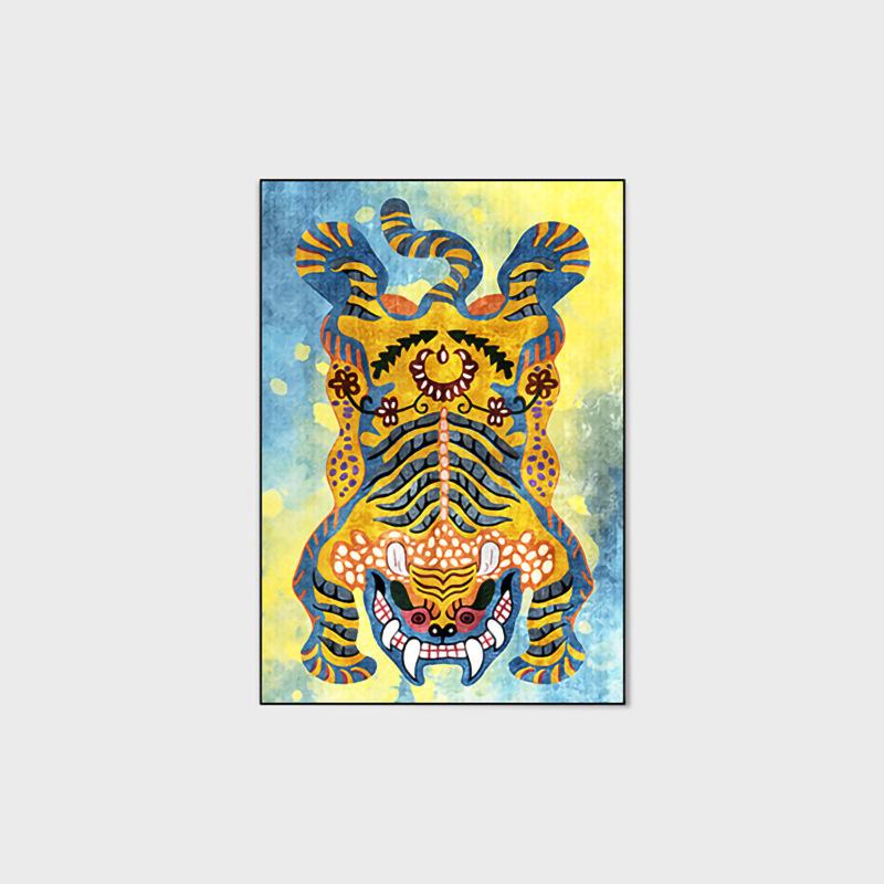 Tibetan Tiger Carpet for Living Room Velvet Cartoon Animal Bedroom Carpet Rugs Foldable Anti Slip Floor Mats Bedside Area Rugs