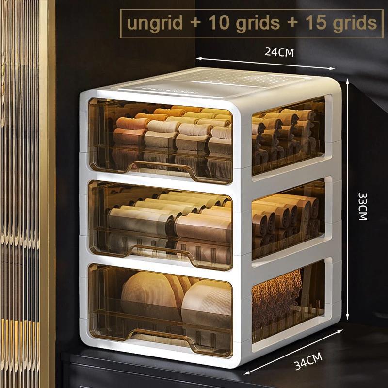 Thickened Stackable Drawer Storage Box Clear Underwear Organizer for Home Closet Clothing Storage Transparent Drawer Organizer