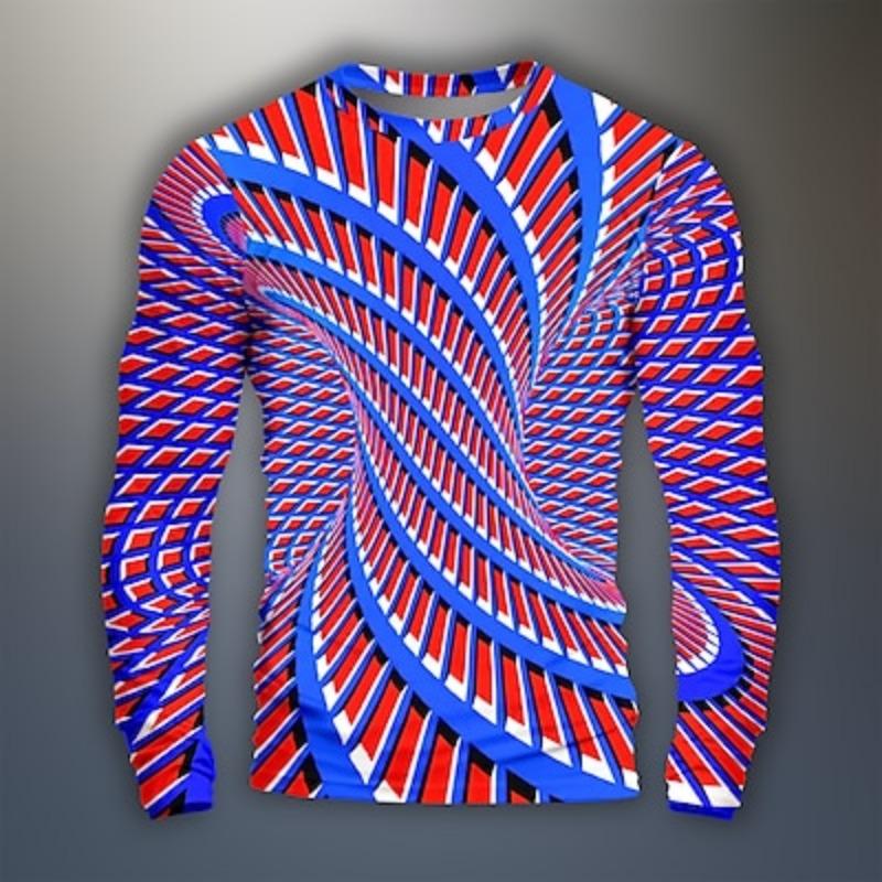 

Карнавальная графика Optical Deception Ежедневные дизайнерские мужские 3D-принты Смешные футболки Повседневная праздничная футболка с длинным рукавом и круглым вырезом Весна XL