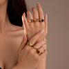 GEMCHIC Women's 18K Gold Plated Stainless Steel Natural Stone Closed Ring - Fashion Jewelry, Not Fading