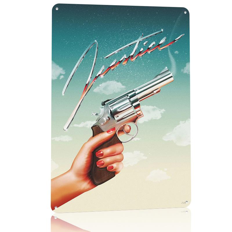 Justice D Texture Metal Poster Customized Wall Art Tin Sign Gift for Mancave Article Decoration Gaming Bar Accessories House