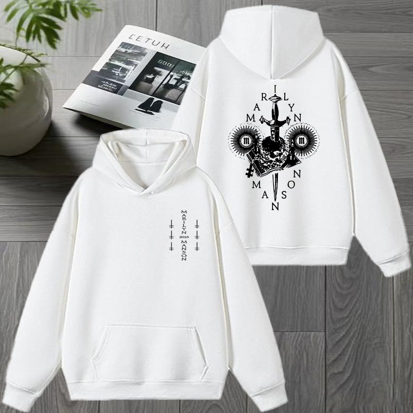 Hot Singer Marilyn Manson New Album Tour 2025 Hoodie Men women punk harajuku streetwear Unisex Fleece Casual Winter Sweatshirt