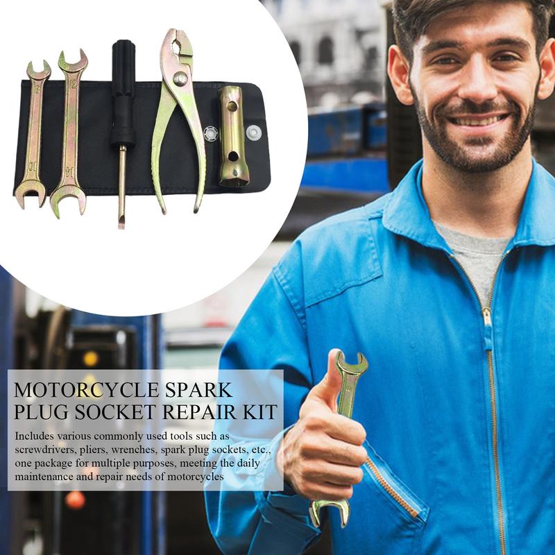Spark Plug Set Daily Motorcycle Socket Repair Kit Motorcycle Repair Wrench Set Spark Plug Socket Spanner Screwdriver Pliers