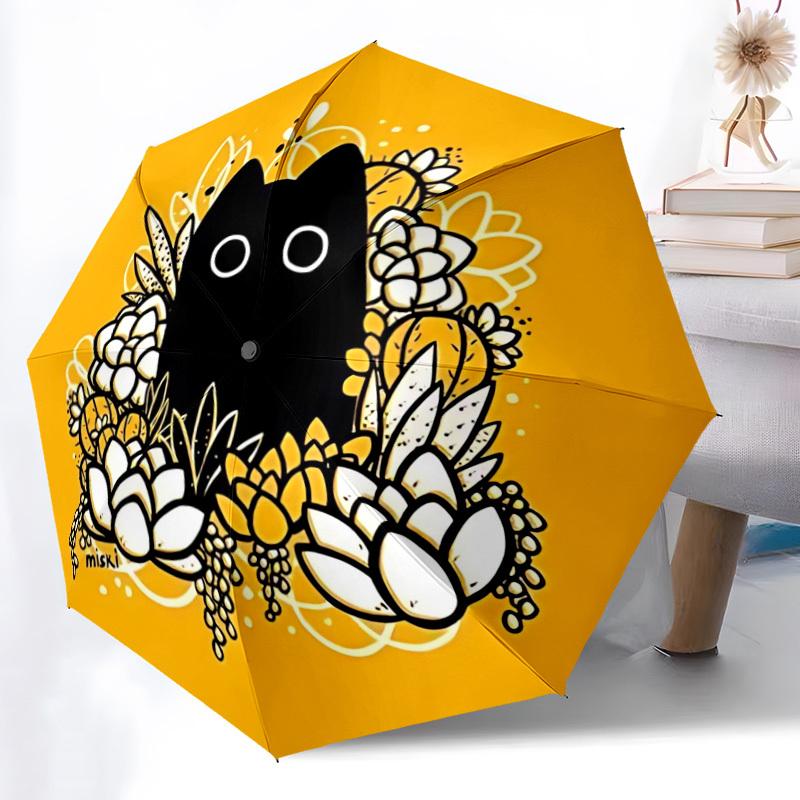 

1pc Cat Art Print Automatic Folding Umbrella Durable Iron Frame,All Seasons Home Travel Outdoor Multifunctional Umbrella yy251115083