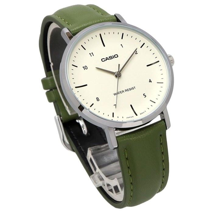 Casio Analog Quartz Women's Watch LTP-VT03L-3B Cream/Green Leather Band