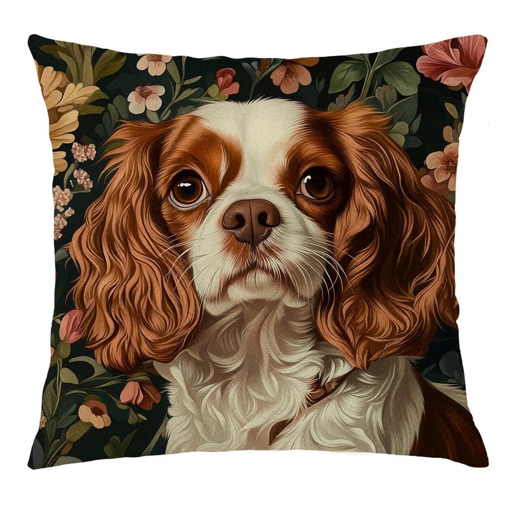 Corgi Dog Pillow Cover Floral Animal Print Cushion Case Cute Pet Lover Gift Living Room Sofa Decor