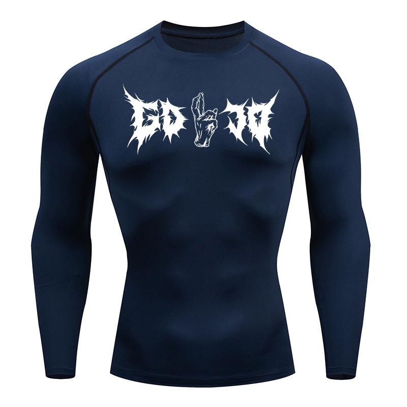 Gojo Print Compression Shirt for Men Sporty Athletic Quick Dry Tshirt Tops Gym Workout Running Baselayers Undershirts Rash Guard