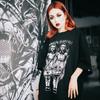 Damski gotycki T-shirt Przerażające Bliźniaczki Nadruk Czaszki Harajuku Nowość Odzież Topy Zmutowany Rockowy T-shirt Odzież Damska
