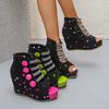 Plus Size Shoes for Women 36-43 Summer Fashion Platform Wedge Comfortable Non-slip Sandals Peep Toe Party Evening Shoes