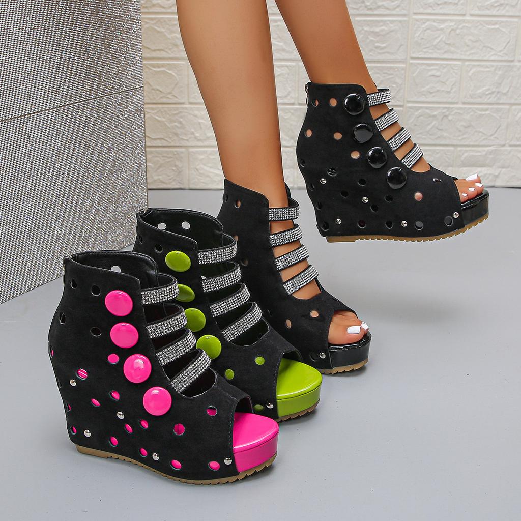 Plus Size Shoes for Women 36-43 Summer Fashion Platform Wedge Comfortable Non-slip Sandals Peep Toe Party Evening Shoes