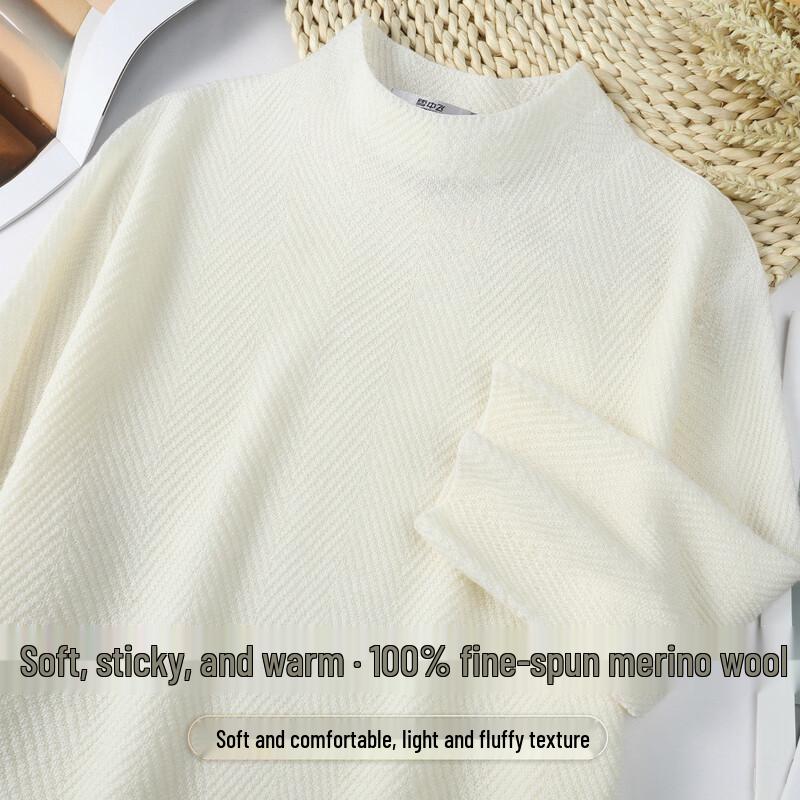 SNOWFLYING Women s 100% Merino Wool Half-High Collar Sweater XL