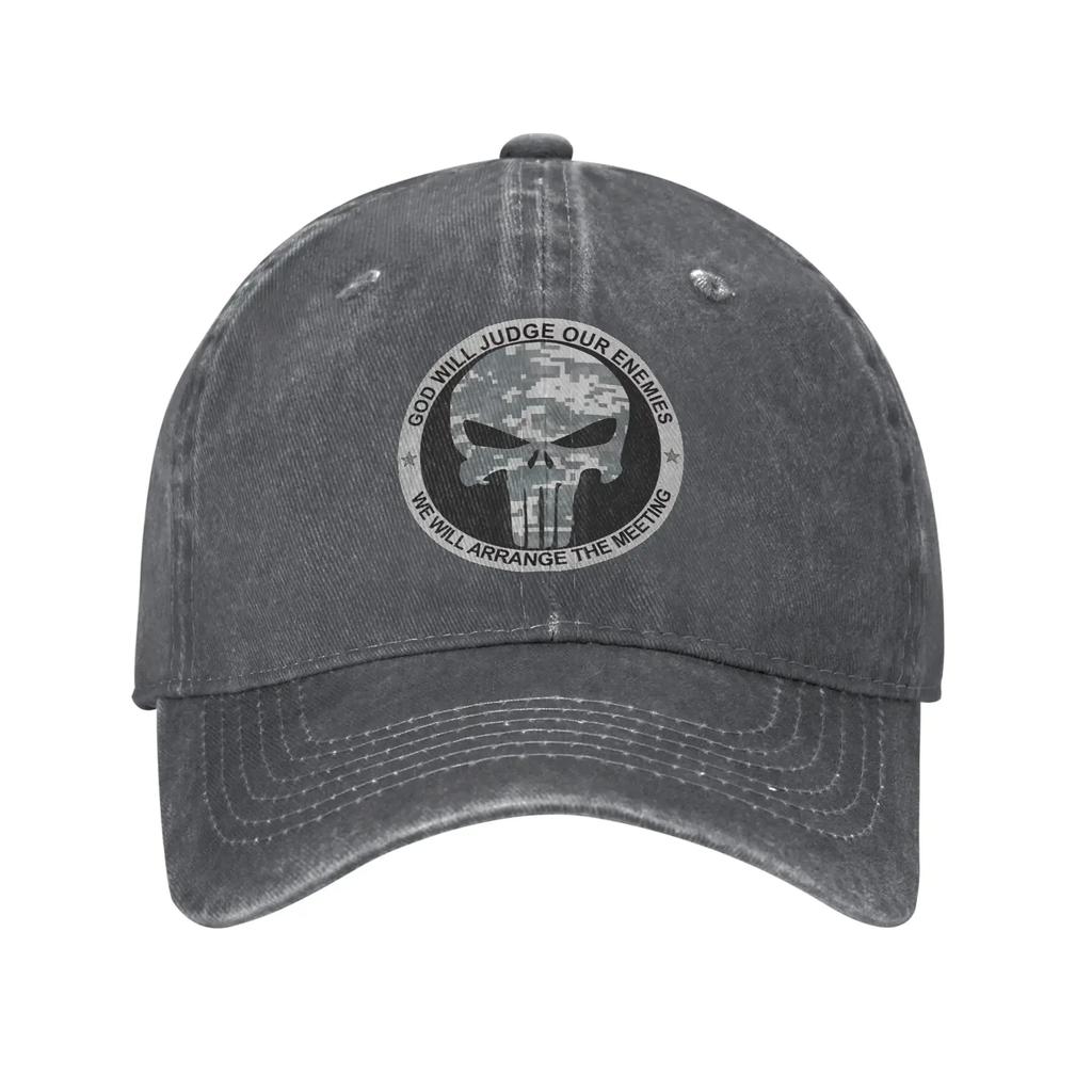 The Skull Logo God Judge Unisex Baseball Cap Comic Distressed Denim Washed Hat Workouts Adjustable Snapback
