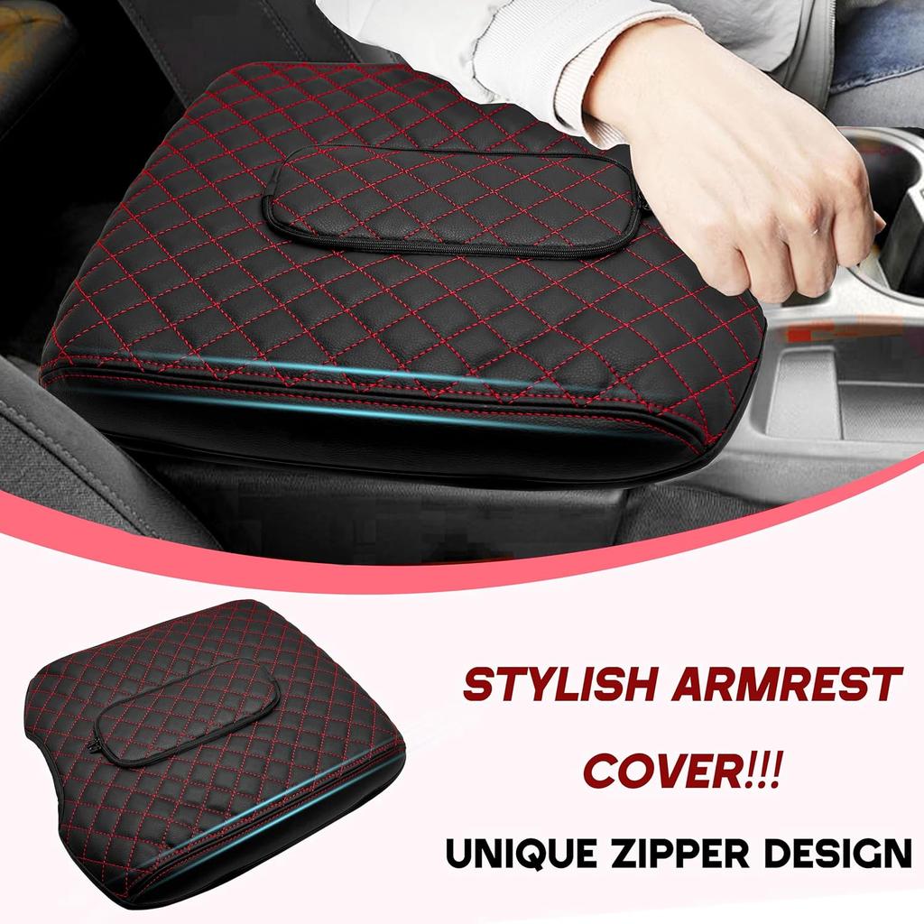Center Console Cover for Chevy Silverado/GMC Sierra Accessories 2019-2023 2024 2025 2026 Armrest Cover Middle Console Armrest Lid Leather Protector
