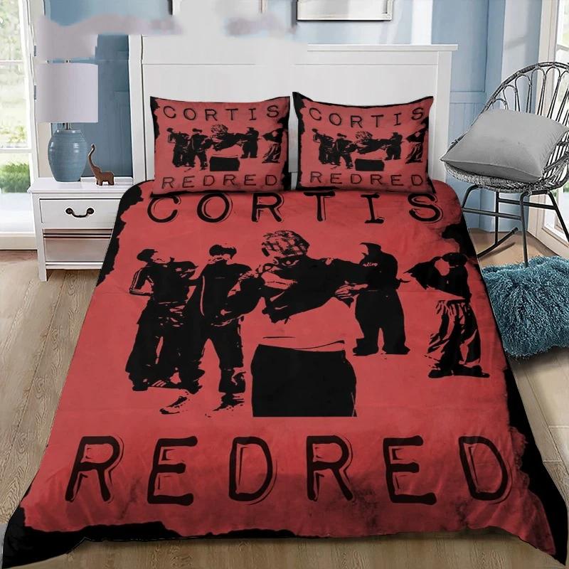 Cortis Red Red Hip Hop Silhouette Print Bedding Set Duvet Cover Set Urban Graffiti Bedding Bedroom Decor Pillowcas 50x75cm