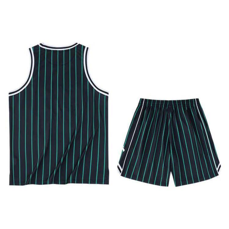 Anta Lighthearted Series Logo Letter Pattern Striped Vest And Shorts Basketball Set Men sets Moss-Green 152321205-3