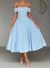 European and American Women's Clothing Fashionable and Sexy One-word Collar Long Dress Backless Solid Color Tube Top Dress