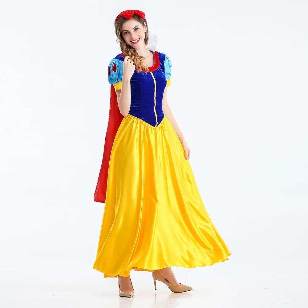 

Classic Fairy Tale Snow White Princess Costume Adults Women Halloween Performance Fantasia Princess Cosplay Role Playing Dresses as the picture-2XL