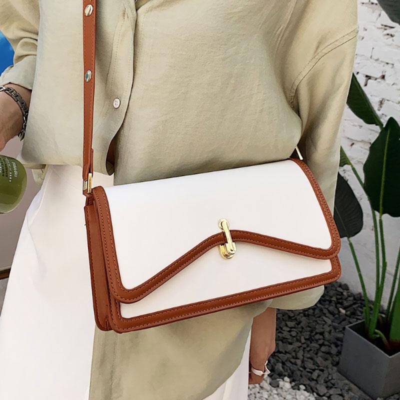 French Niche Design Color Contrast All-Match Crossbody Bag Women New Light Luxury Fashion Square Bags Texture Shoulder Pack
