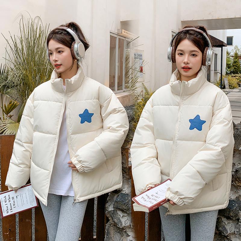 Black thickened cotton-padded clothes, women's new popular autumn and winter models, wearing milk huhu small cotton-padded jackets