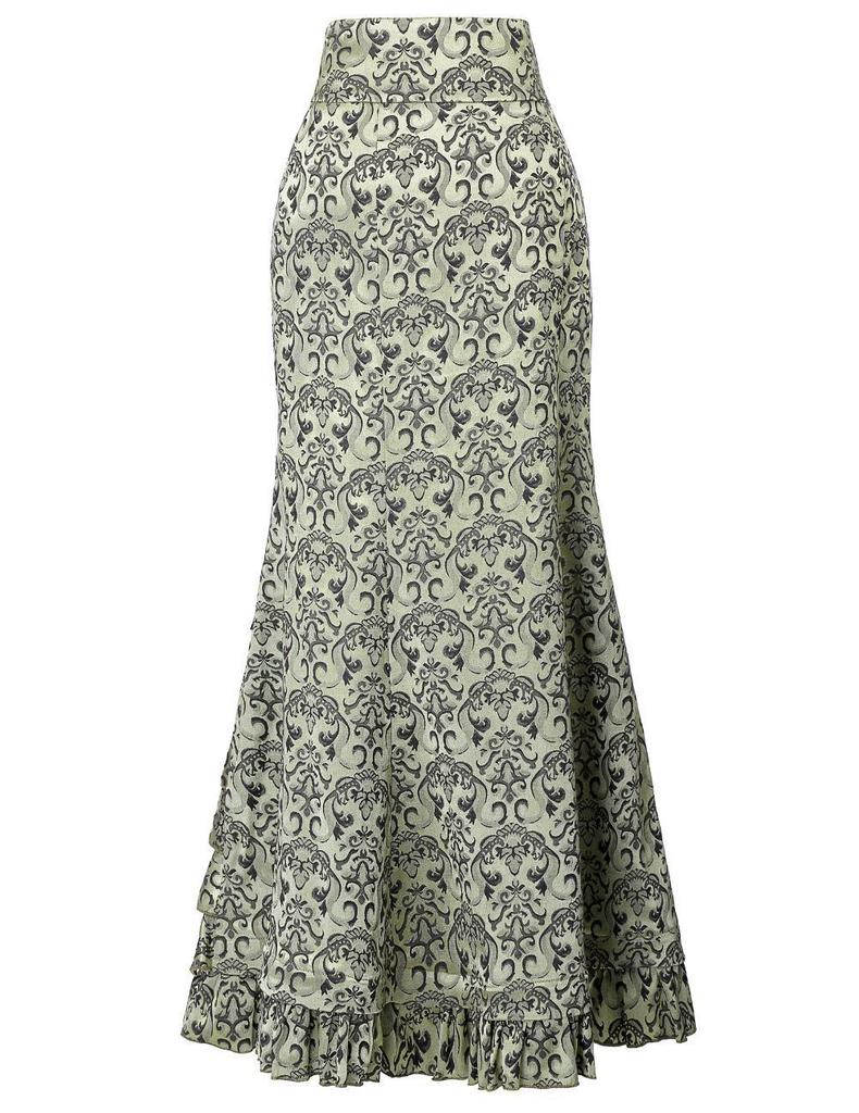 Gothic Dark Style Jacquard Fishtail Skirt with Lace-up Design for Women