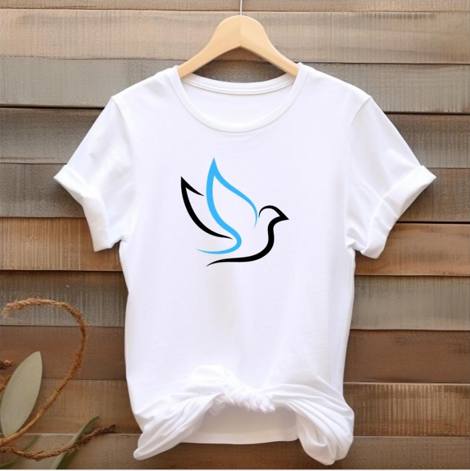 Minimalist Dove Shirt, Peace Symbol Tee, Spiritual Graphic Tshirt, Simple Faith Shirt, Dove Outline Tee S