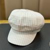Spring Summer Vintage Stripe Octagonal Beret Hat Women Newsboy Cap Wide Brim Casual All-match Thin Sweet Hat