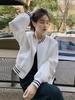 Women's White Fragrance Style Baseball Jacket 2024 - Petite, Short, High-End Niche American Design.