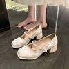 Increase height and show leg length temperament pearl single shoes summer new Chinese style national style with cheongsam temperament high heels