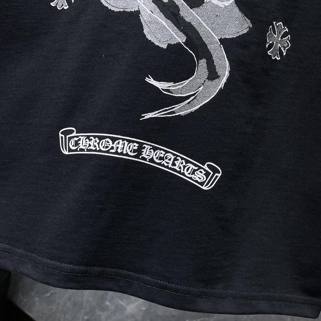 8937 CHROME HEARTS 2026 Summer New High Quality Cotton Round Neck Loose Large Size Men's and Women's T-shirt Couple T-shirt