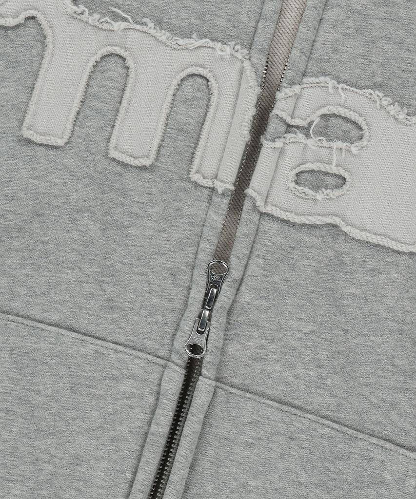 Mahagrid Mah Cut Off Applique Zip-Up Hoodie Gray(Mg2Fsmm492A)