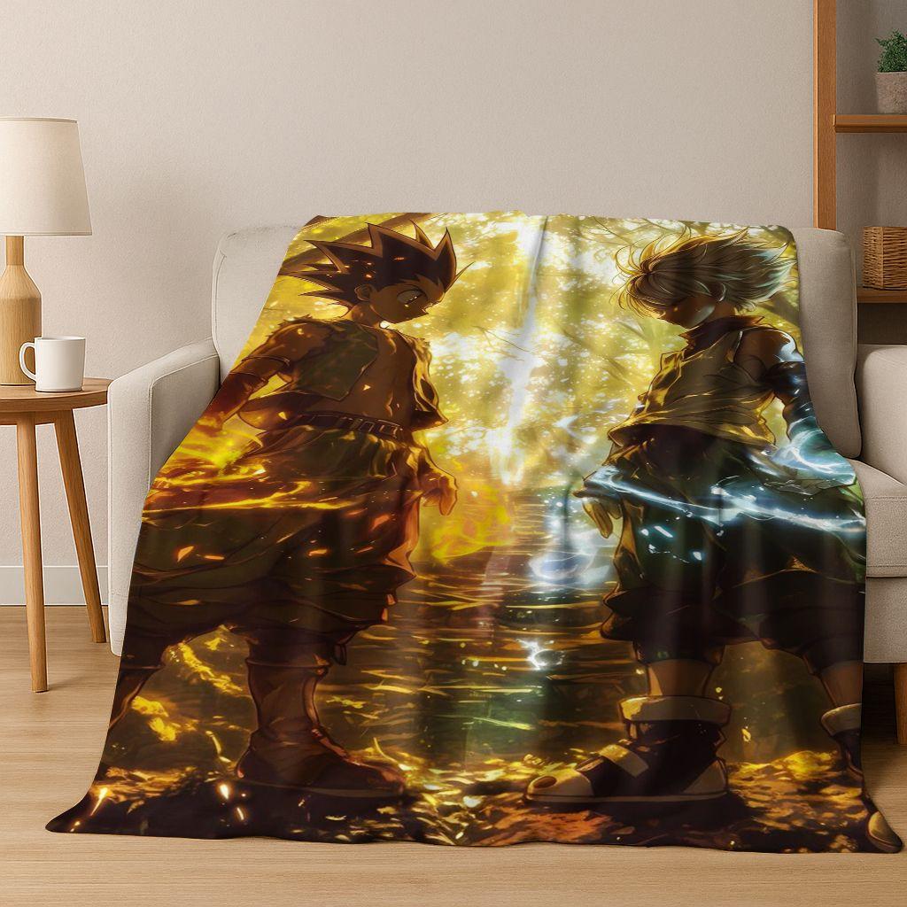 Anime HUNTER X HUNTER HXH Gon Freecss Killua Cartoon Flannel Blanket,Cozy Soft Throw Blanket for Home Bedroom Bed Sofa Cover Kid
