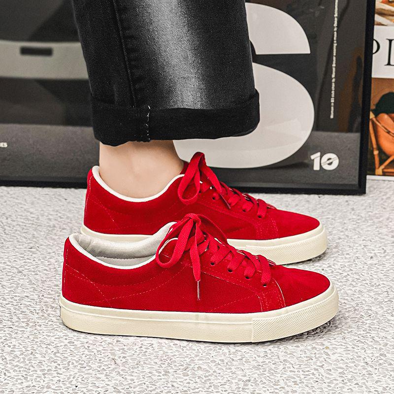 Burgundy Retro Suede Canvas Skate Shoes - Trendy & Versatile for Women & Men