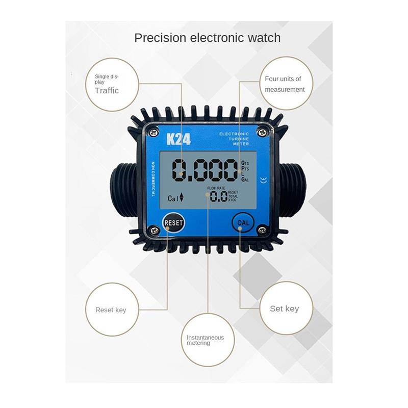 LCD Kraftstoffdurchflussmesser K24 für Turbine Digital Diesel Kraftstoffdurchflussmesser Günstige Flüssigkeits Wasser Durchflussmessgeräte