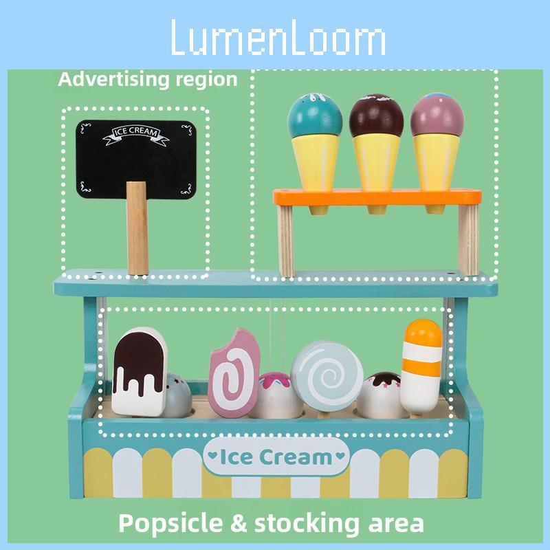 Wooden Ice Cream Store Role Play Toy Set For Early Childhood Gifts Learning