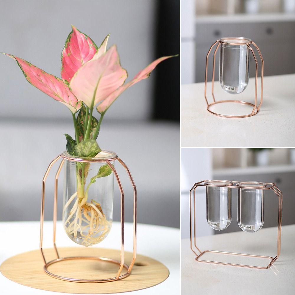 Nordischer Stil DIY Sukkulenten-Blumentopf Goldener Rahmen Transparent Hydroponischer Blumentopf Heimdekoration Schreibtischschmuck Blumenvase