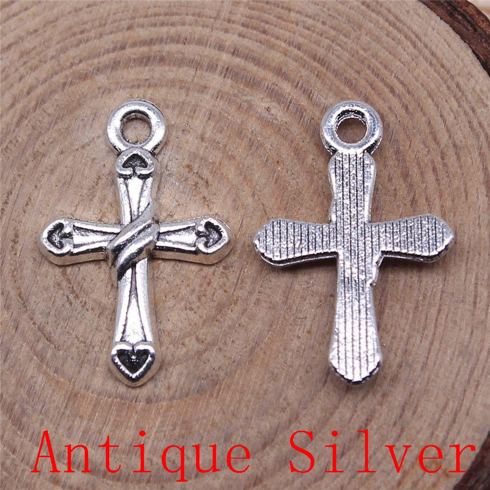 Heart Cross Shaped Charms Pendant For Bracelet Necklace Jewelry Making Craft Findings