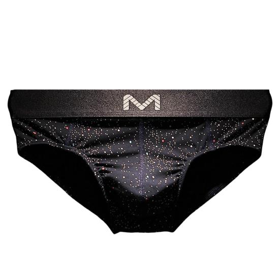 Men Briefs Letter M Stretchy Loose Low Waist Starry Sky Print Patchwork