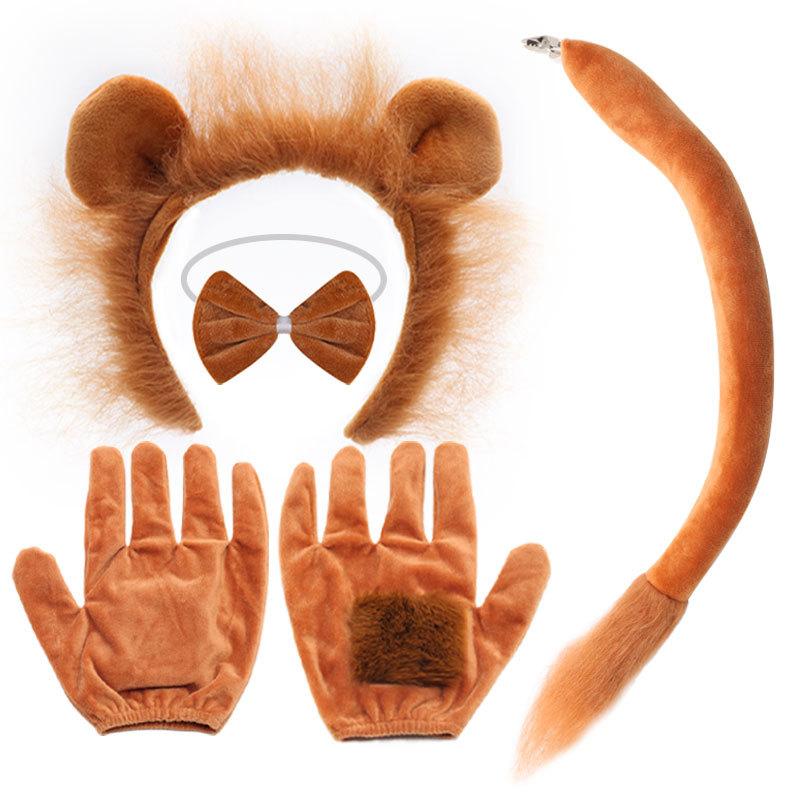 Kinder Jungen Mädchen Tier Löwe Cosplay Kostüme Ohren und Schwanz Stirnband Rock Set Zubehör Halloween Karneval Party Verkleidung