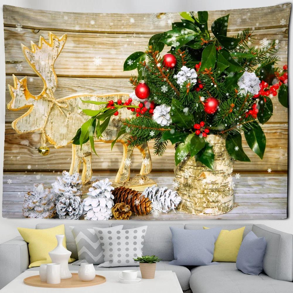 Weihnachtliches Katzenmuster Wandteppich Schlafzimmer Wohnzimmer Heim Wanddekoration