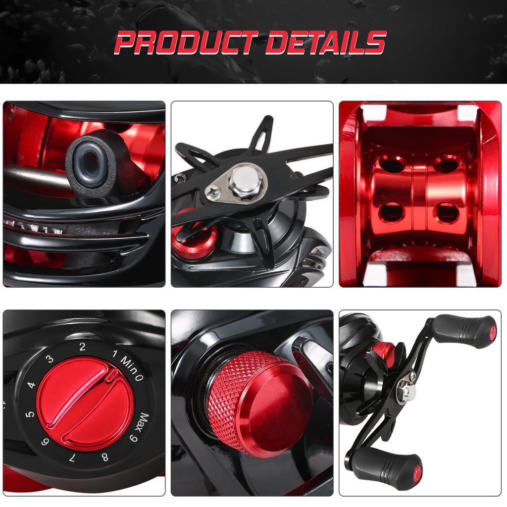 Baitcasting Reel 18+1BB Ball Bearings Baitcasting Fishing Reel High Speed 7.2: 1 Gear Ratio