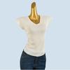 High Quality Tencel French Style Temperament V-neck Pleated Shoulder Short Sleeve T-shirt Women Summer Slim Fit Slimming Small Flying Sleeve Top