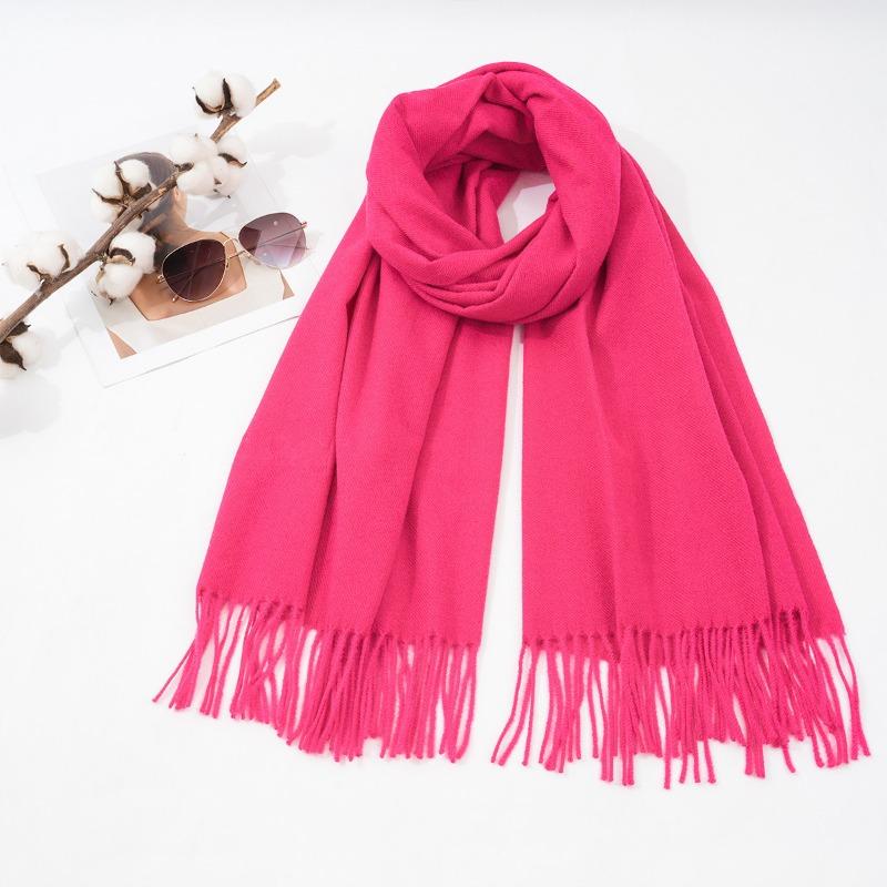 Women S Solid Color Thick Warm Faux Cashmere Scarf For Autumn Winter