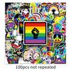 100 Colorful Seven-Color Graffiti Rainbow Stickers: Cartoon DIY Skateboard & Luggage Waterproof Set