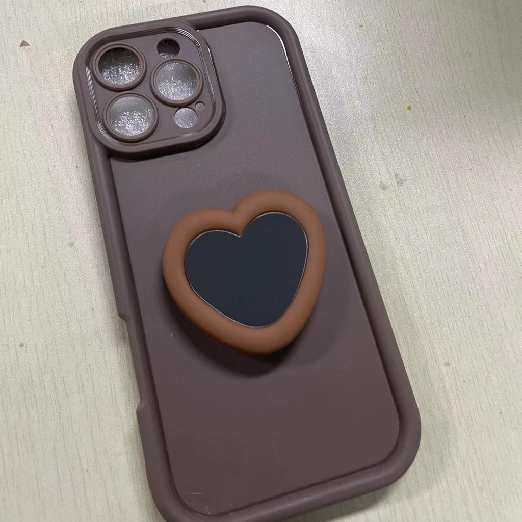 Applicable iPhone17promax Mobile Phone Case 16pro Apple 15pro Love Mirror Holder 151214 Soft Case