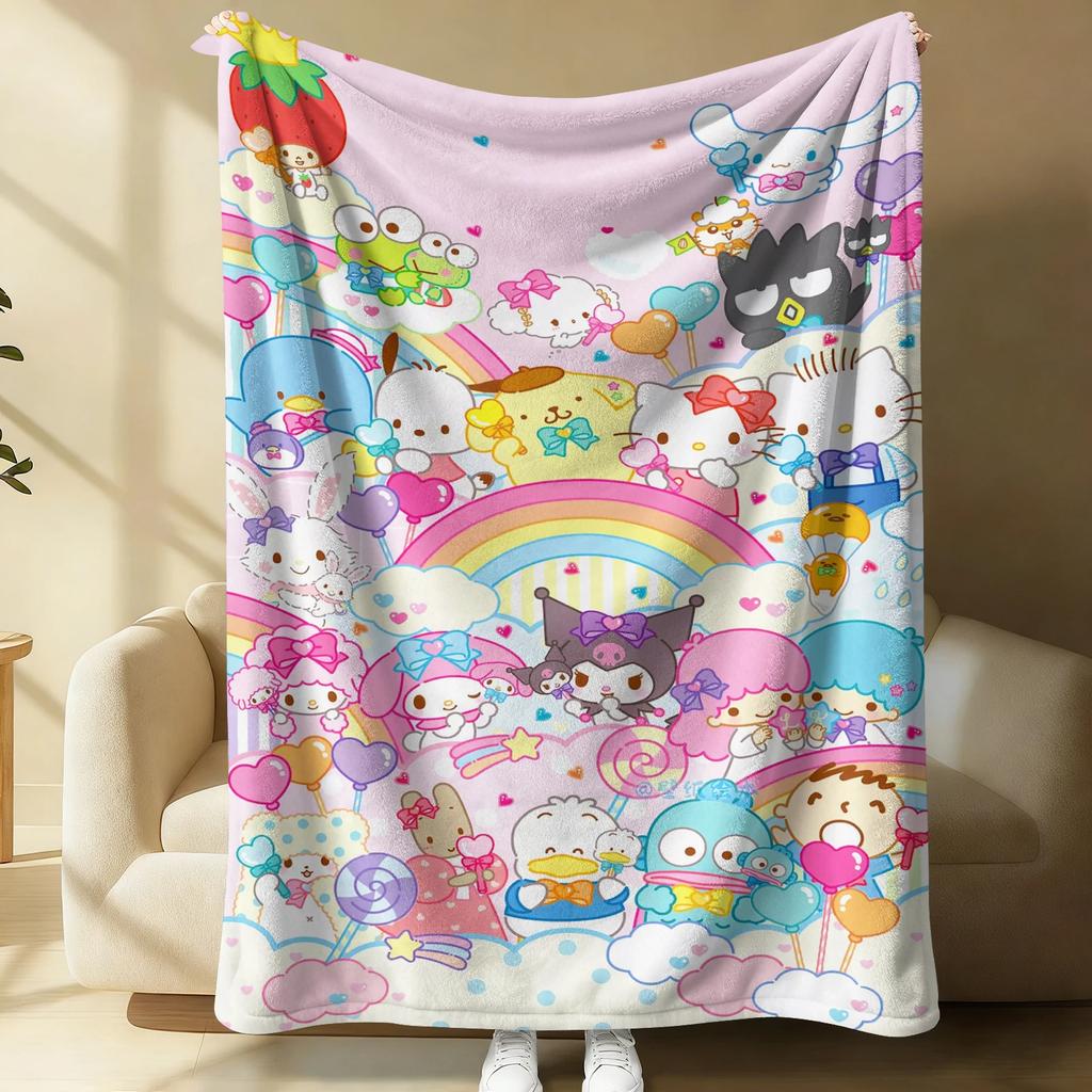 Sanrio 40th Anniversary Flannel Blanket Soft Warm Plush Throw For Couch Bed Cover Camp Lightweight Summer Nap Blanket Fan Gift