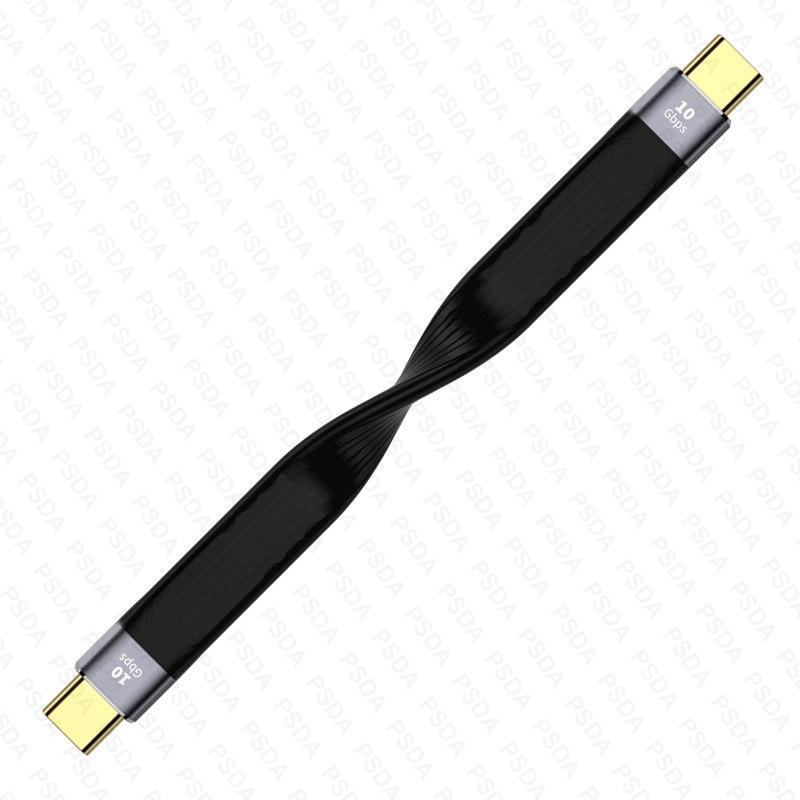 4.0 C Male To 90° Angle C Male Data Short Cable 240W USB Type C 4.0 PD Fast Charging Flat Flex Cable for Smartphone Power Bank