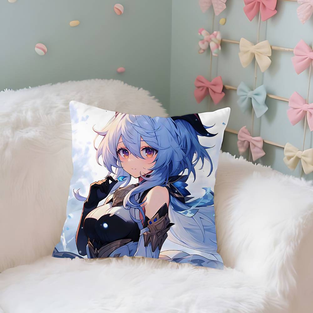 GGanyuGGenshin Case Plush Fabric Soft Pillowcase Double Sided Print Cushion Cover Household Gifts