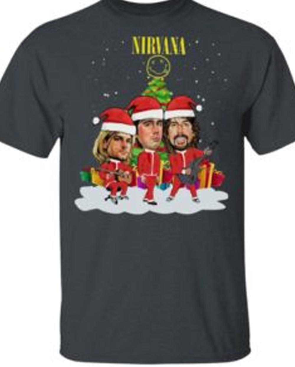 26 Merry Nirvana Christmas santa BLACK T-shirt short sleeve S to 5XL JJ4912 Unisex T-Shirt XXXL