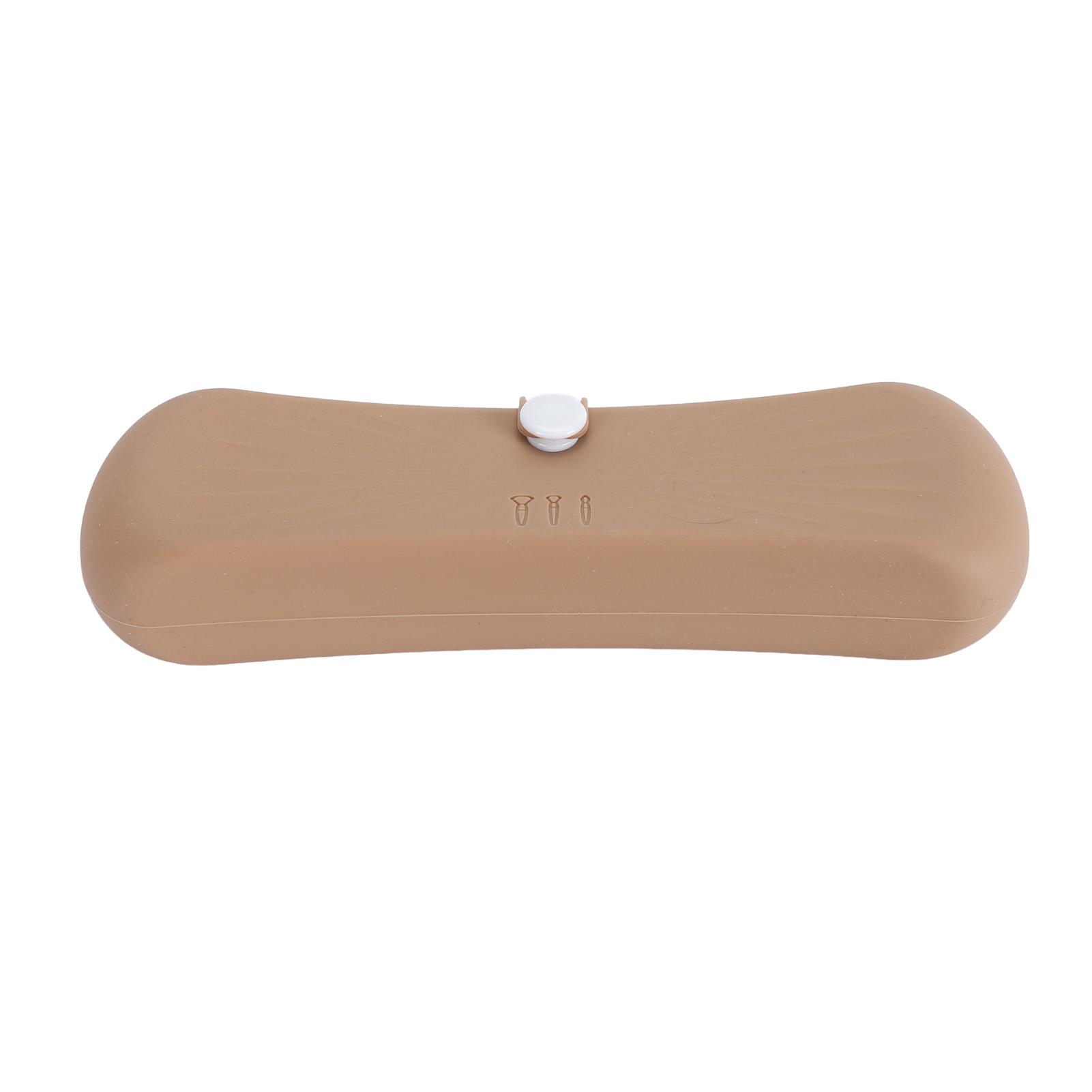 

Khaki Silicone Storage Brush Bag Portable Brush Bag Storage Button Design Makeup Tool Brush Bag