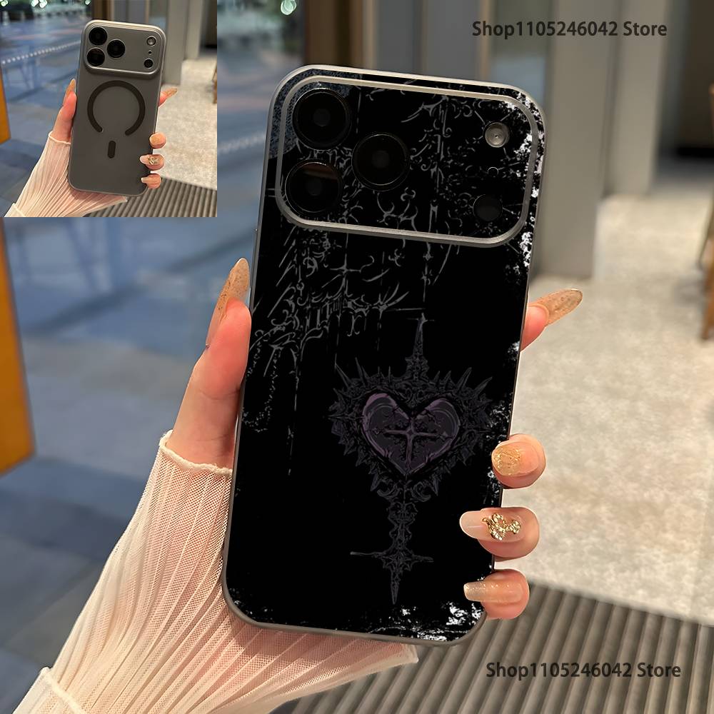 Gotische Coquette Cybersigilismus Magnetisches Kabelloses Laden Transparente graue Handyhülle Für iPhone 17,16,15,14,13,12,11Pro,Max,Plus